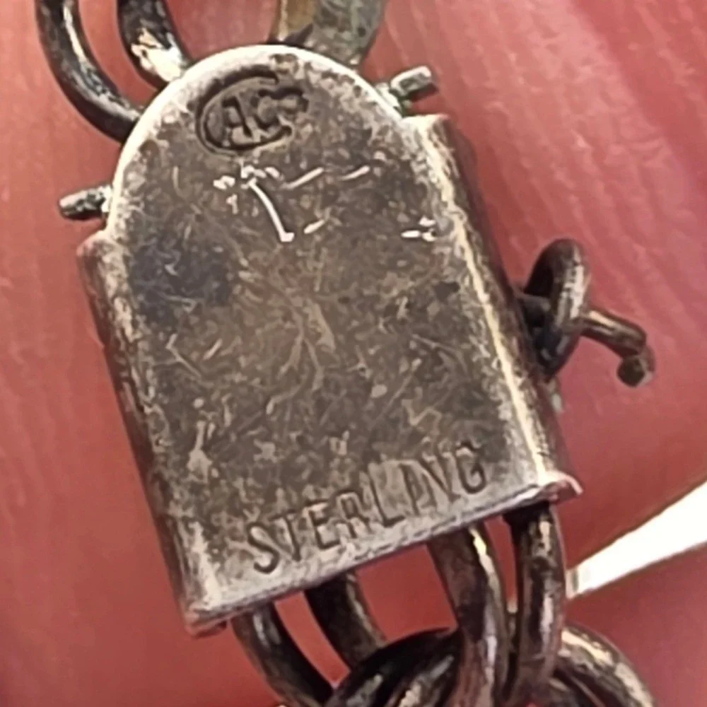 Vintage Sterling Silver Charm Bracelet 1965 Whos Who Schoolhouse Harp 24g